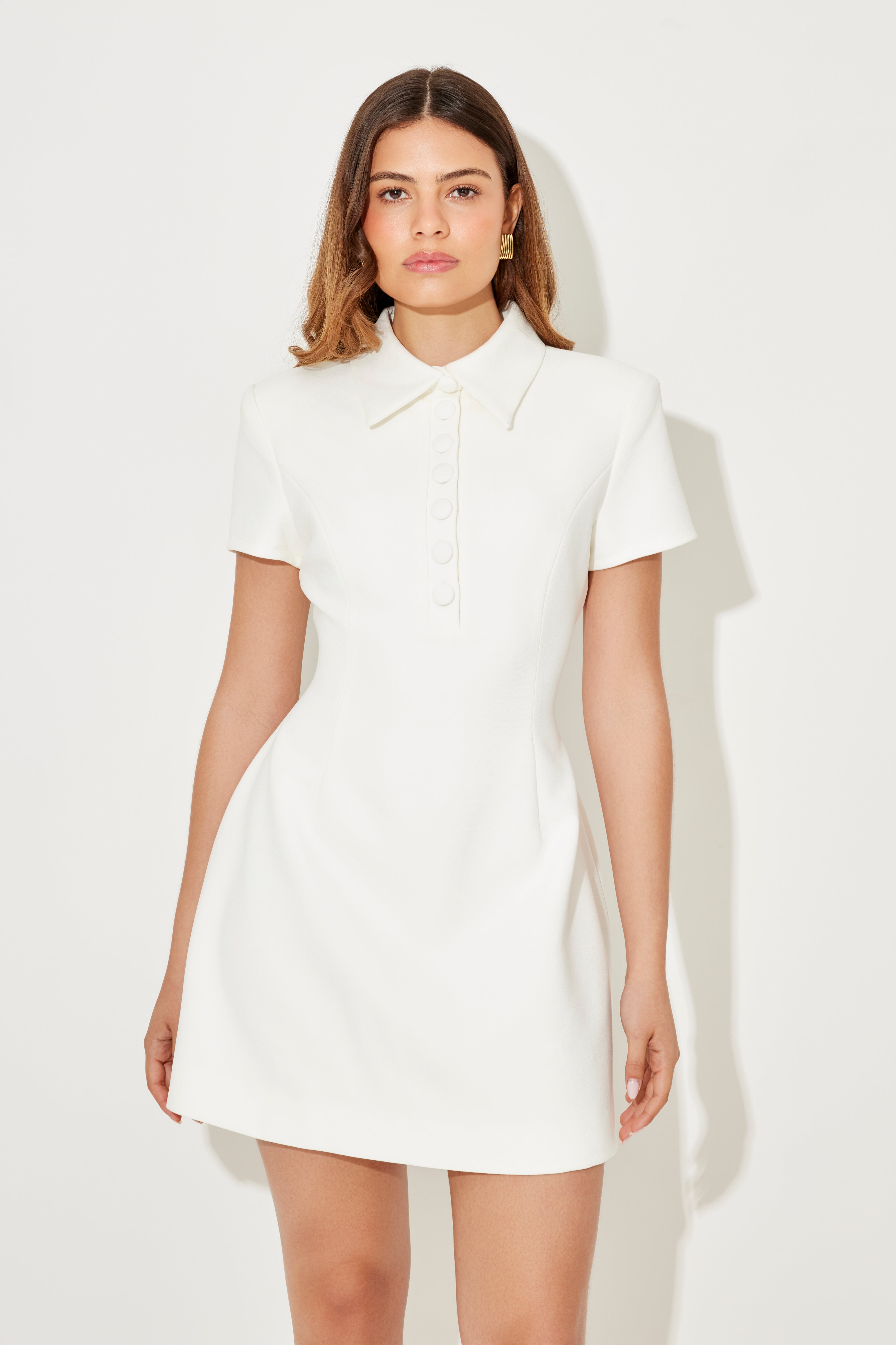 The Luxe Collared Mini Dress with Volume Skirt