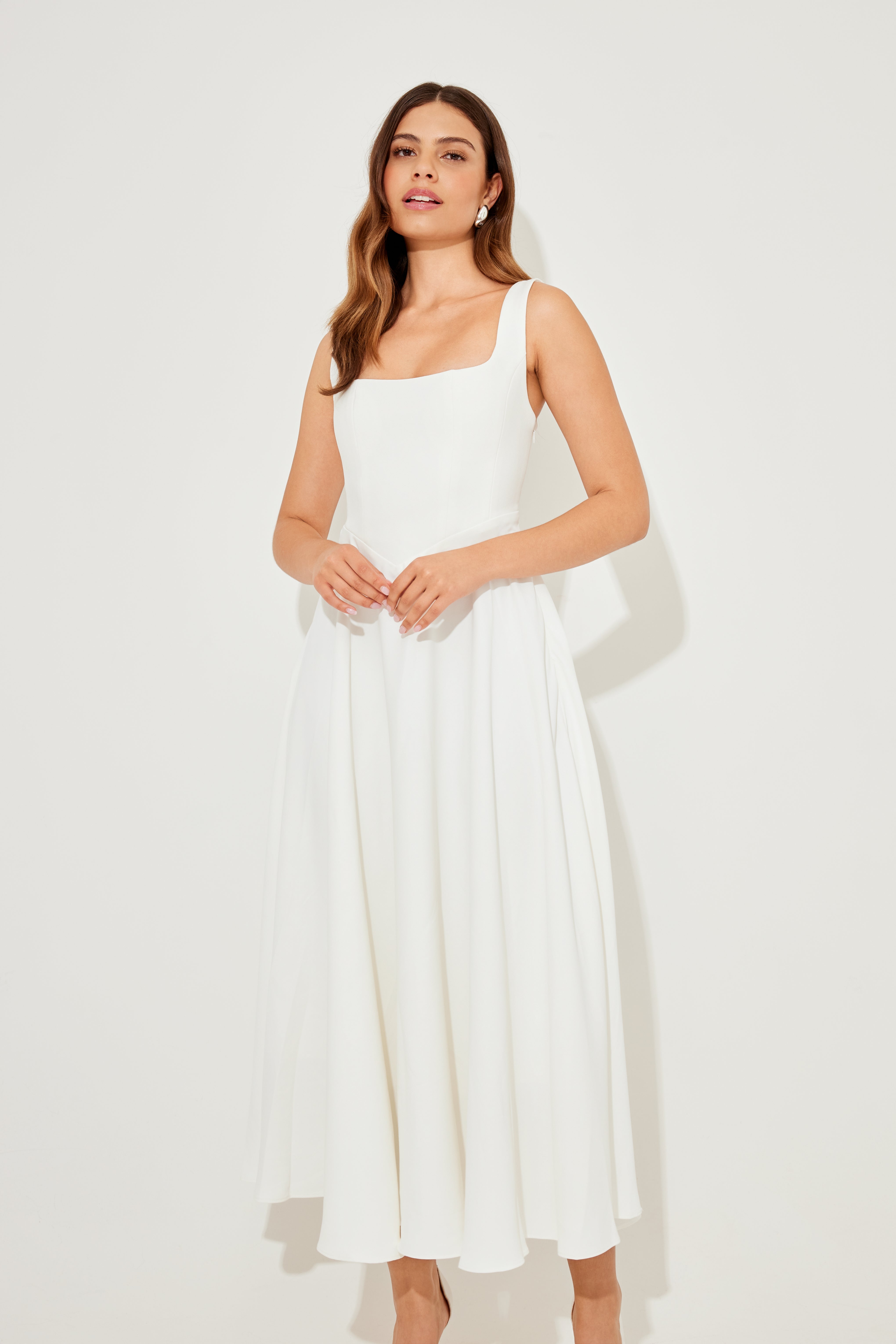 The Luxe High Waist Square Neck Midi Dress