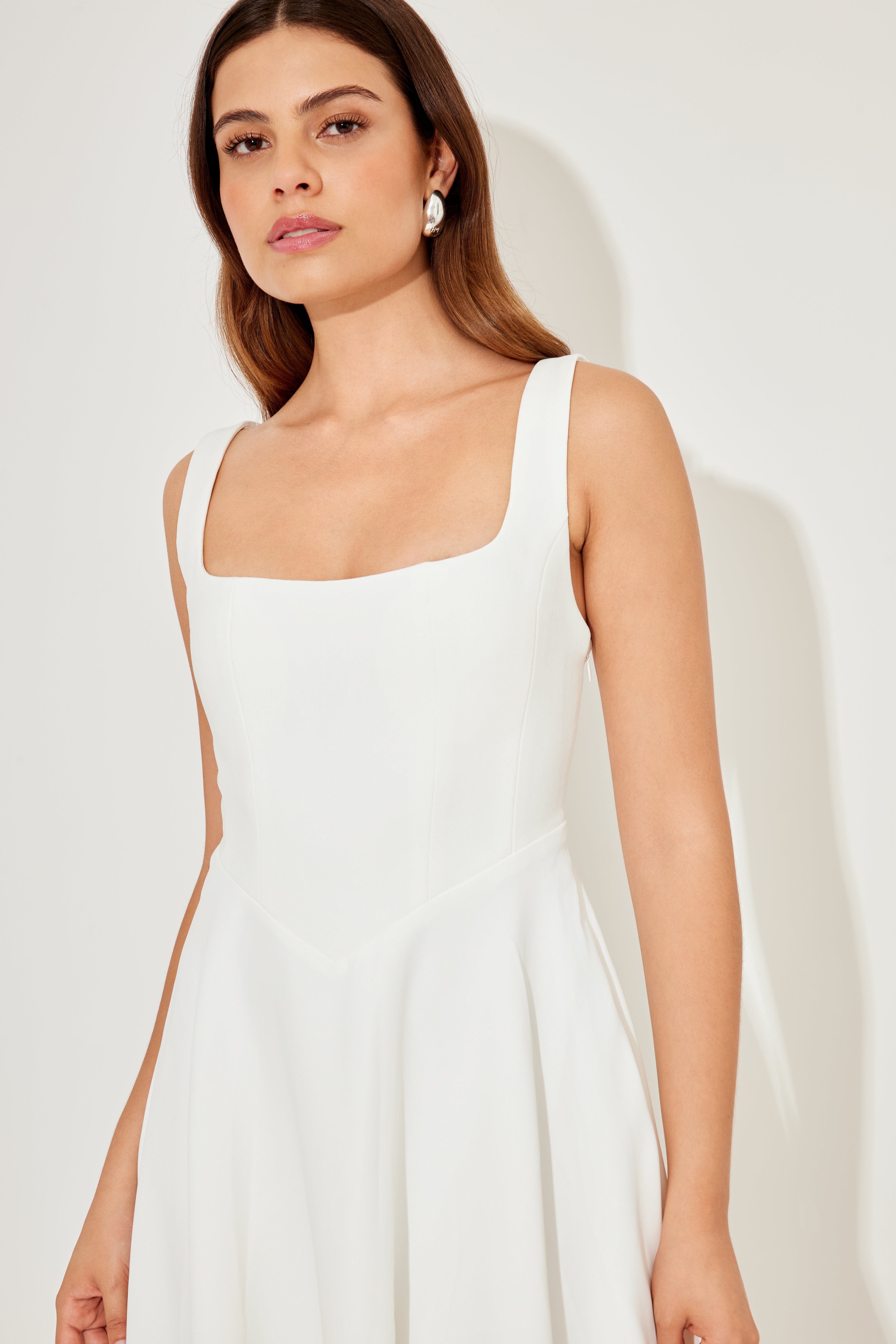 The Luxe High Waist Square Neck Midi Dress