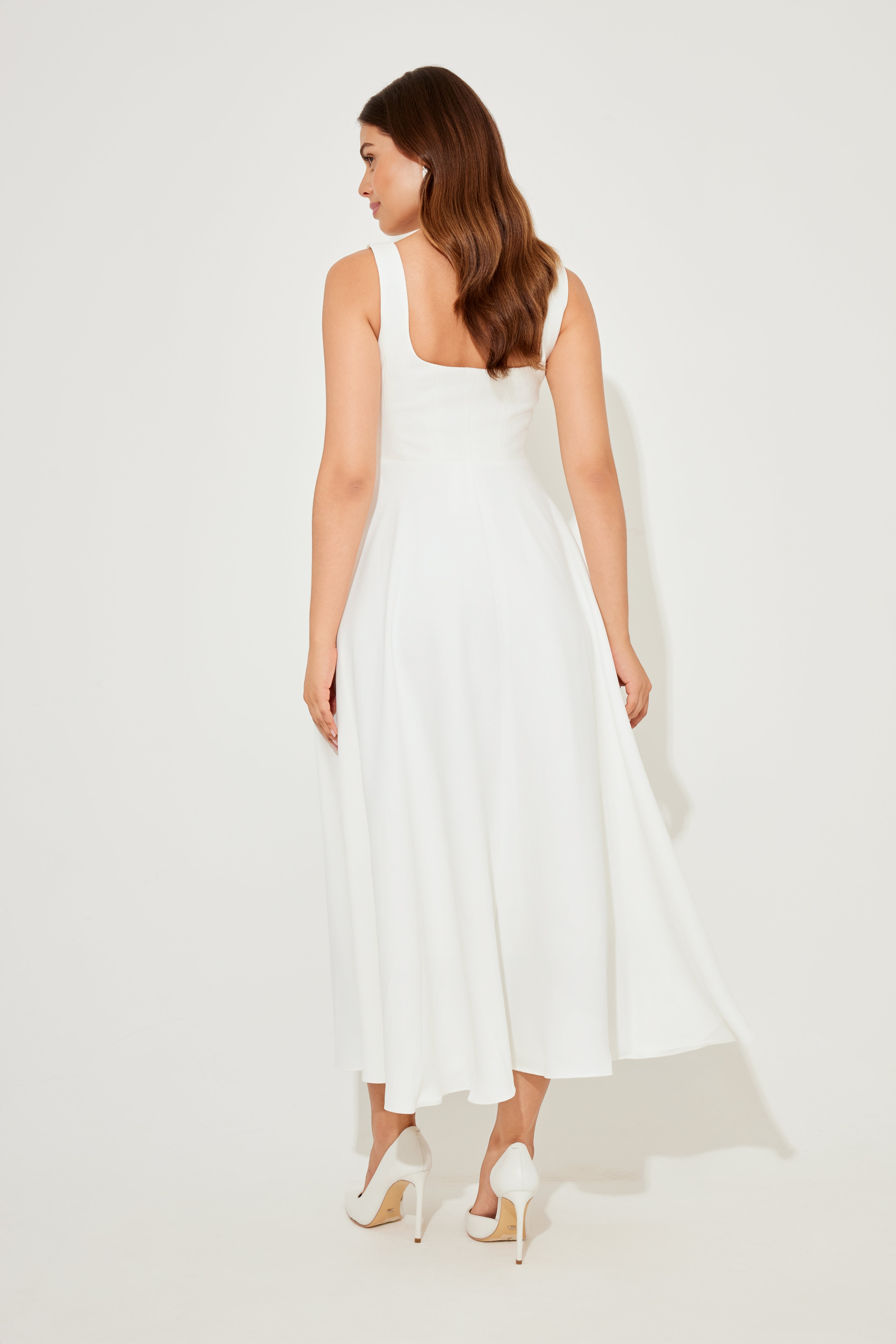 The Luxe High Waist Square Neck Midi Dress