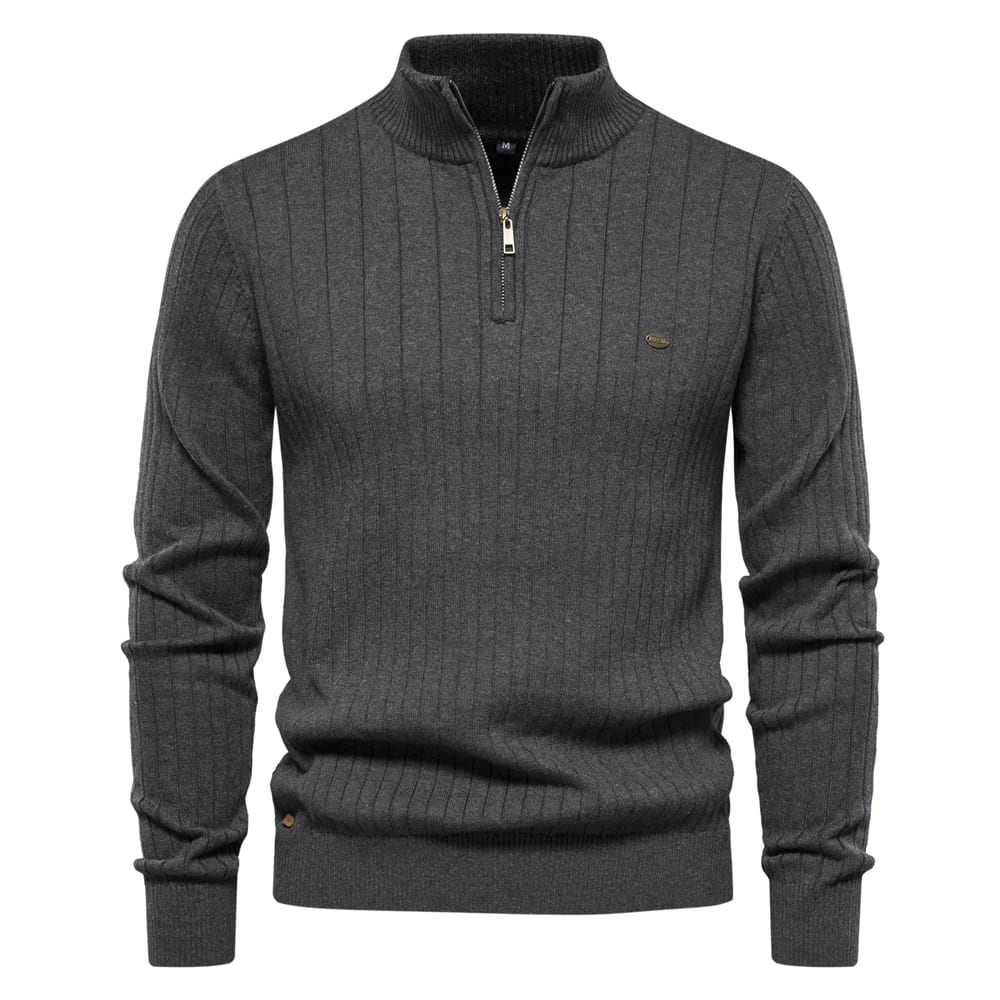 High Collar Zipper Sweater - Grant