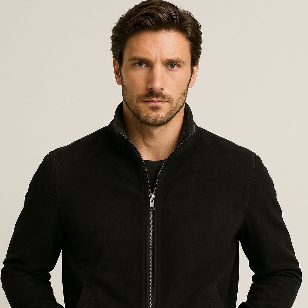 Grant High Collar Suede Jacket