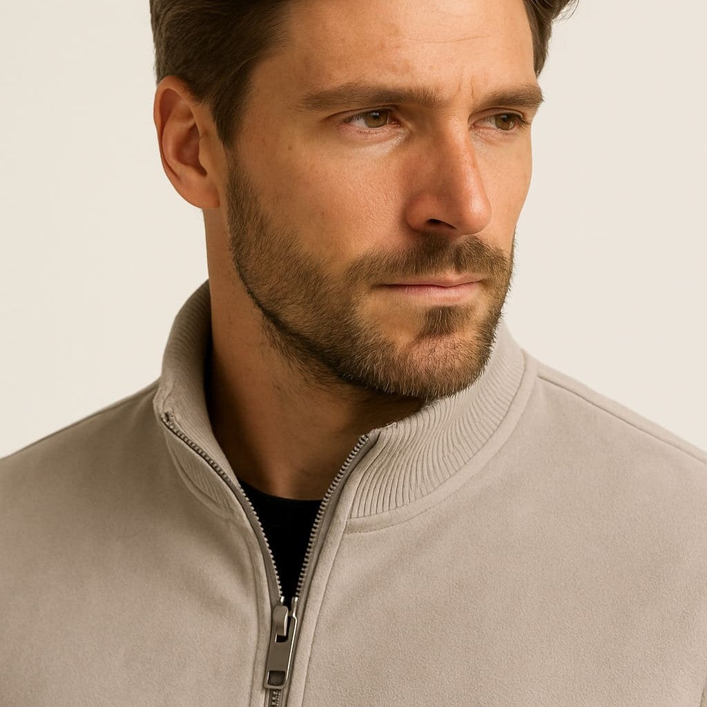 Grant High Collar Suede Jacket