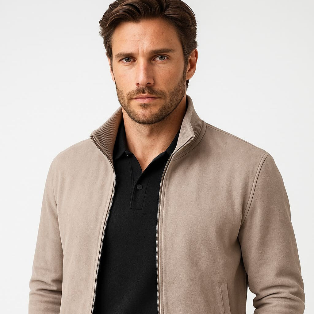 Grant High Collar Suede Jacket