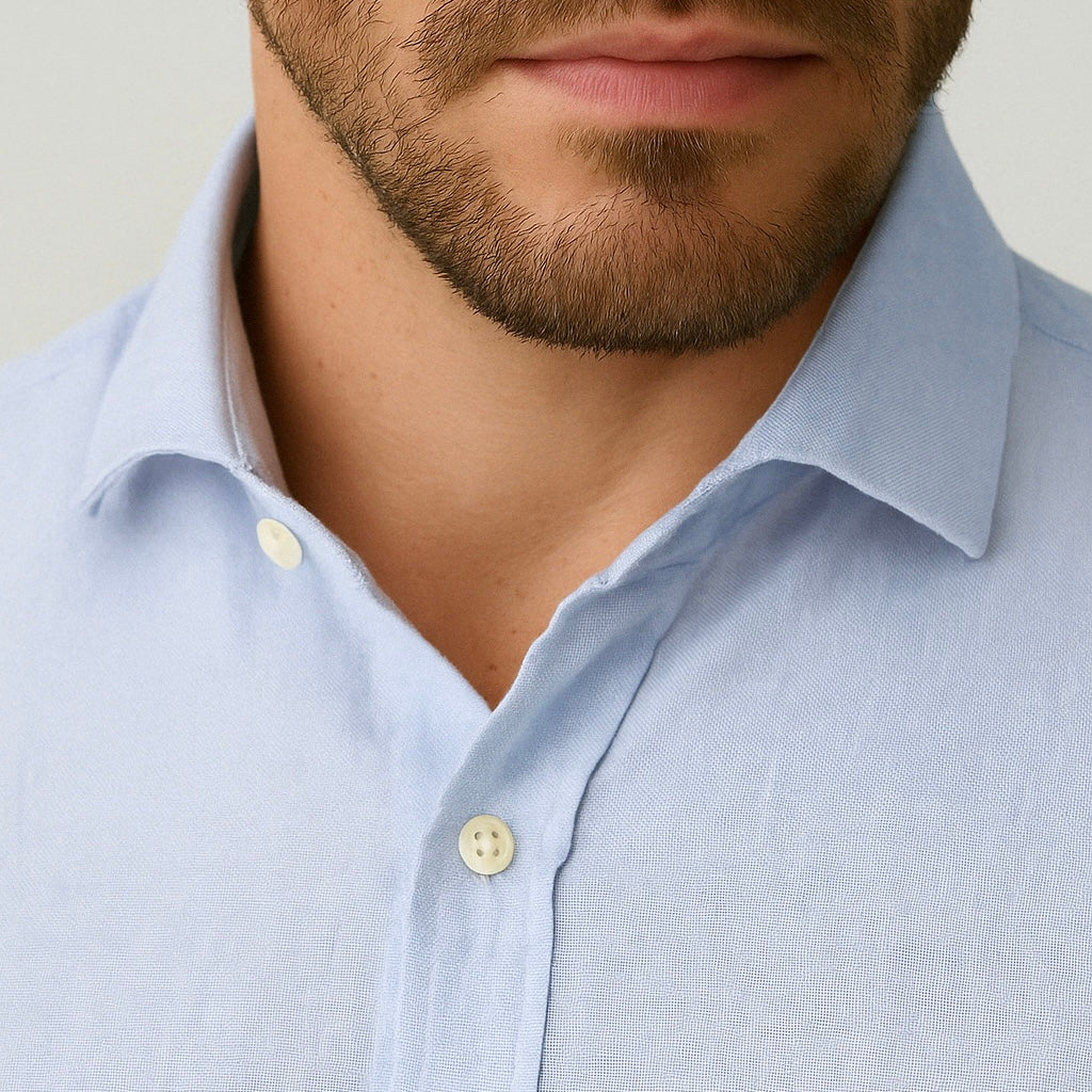 Linen Shirt Long Sleeve - Ocean