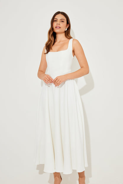 The Luxe High Waist Square Neck Midi Dress