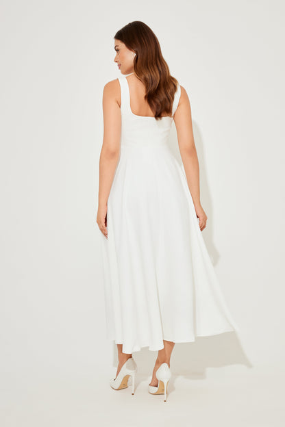 The Luxe High Waist Square Neck Midi Dress