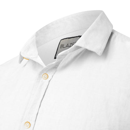 Linen Short Sleeve Shirt - Ocean