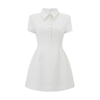 The Luxe Collared Mini Dress with Volume Skirt