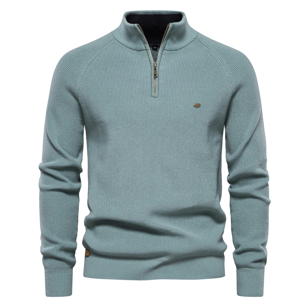 High Collar Zipper Sweater - Marquis Merino