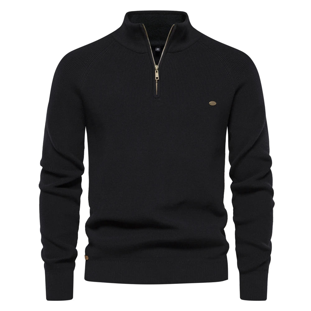 High Collar Zipper Sweater - Marquis Merino