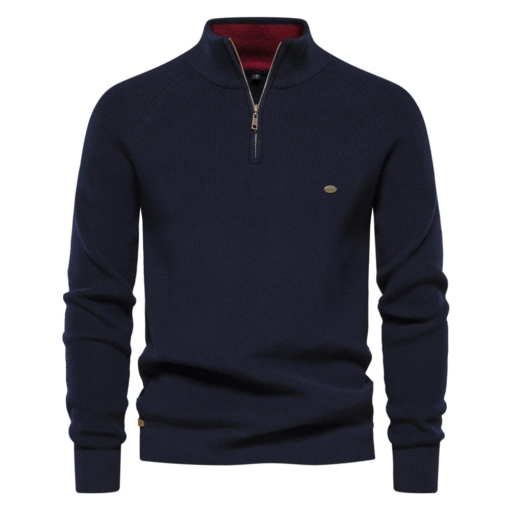 High Collar Zipper Sweater - Marquis Merino
