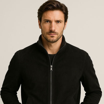 Grant High Collar Suede Jacket